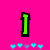 A bright pink background features a green 'I' with black outline, a green stylized number '5', and the partial text 'steve' in green letters. Four of small blue hearts are visible