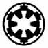 Black and white pixelated icon with a central star-like symbol surrounded by circular patterns, transitioning through striped vertical sections in