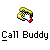 Pixelated graphic of a stylized character with yellow hair and a red mouth, positioned above bold text reading 'Call Buddy' on a gray background.