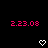 Two identical pixelated pink digital time displays and white heart icons on a black background.