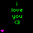 Green text 'i love you <3' on black background with pink heart animations, multiple instances arranged in a pattern