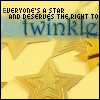 identical star-themed icons with text overlays, each featuring a golden star on a yellow background and the word 'twinkle' in blue