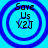 Four identical circular icons with blue concentric rings on a light blue background, each containing text "Save Us Y2J" in dark blue pixelated font.