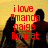 Pixelated red text overlays silhouettes of two people against a yellow background, with text reading 'i love Amanda paige Bonnet' and 'forever and i always will' plus heart symbols.
