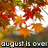 Pixelated autumn scene with orange and red leaves against a blurred background, featuring partially visible text at the bottom.