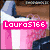 Animated icon with four distinct text overlays: pink "LauraS166", blue "Loves", orange "Shopping", and gray background.
