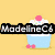 Pixelated icon with four distinct sections: cupcake, castle, balloons, and sunflower, each with overlaid text.