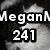 A four- displays a dog's face with overlaid text: 'MeganN', '241', 'LUVS', and 'DOGS!'
