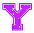 Two purple 'Y' shapes with white outlines and scattered plus signs on a gray background.