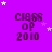 Purple background with repeated 'class of 2010' text and scattered white stars in a