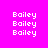 Pixelated text 'Bailey' repeated across four quadrants on a bright pink background with orange rectangular overlays in some sections.