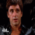 A four- shows a man in a black leather jacket with text overlays; the top-right displays 'pacino' while others show partial or no text