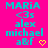 Pixelated text and symbols on a bright pink background with cyan and yellow elements.