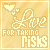 identical square icons with a light brown striped background, featuring the text "Live FOR TAKING RISKS" in white script and block letters