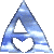 A 3x3 contact sheet of an animated blue and white triangular icon with a heart cutout, showing frame-by-frame animation changes across eight sampled frames.
