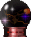 A spherical crystal ball with glowing celestial elements on a metallic base, showing animated star and planet variations.