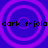 Blue background with four purple concentric circles arranged in a , each containing black text reading 'dark frjola' in a pixelated font
