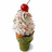 A pixelated ice cream cone with whipped cream, sprinkles, and a cherry on top appears in two states: one without text overlay and another with "yum!" text.