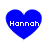 Four blue heart-shaped icons with white text "Hannah" centered on each, arranged in a against a plain background