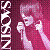Pixelated static icon featuring vertical white text on left and stylized pink figure on right against dark magenta background with gradient effect.