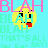 yellow cartoon faces with red mouths and black eyes on a light blue background, displaying the word "BLAH" in various colors