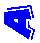Two blue pixelated shapes on white backgrounds, left shape resembles a stylized 'R' and right shape resembles an 'A', both with jagged edges and partial transparency outlines.