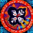 A 48x48 pixel animated buddy icon featuring a circular red and orange border with a dark center containing white stick figures, alongside green text reading "Original Icons .com" on a dark green background.