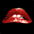 Red lips and red text on black background with repeated phrases 'TOUCH-ATOUCH-A' and 'I WANNA BE DIRTY', some text partially obscured.