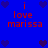 Blue background with red text reading "i love marissa" and dark purple pixelated hearts arranged in a pattern