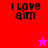 Four display 'I Love aim' text with star symbols on red, pink, purple, and bright pink backgrounds