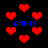 Red pixelated hearts float against a black background with blue text reading ANNIE in four locations.