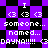 Pixelated purple and black pattern with repeated text 'someone... named... DAYNA!!!!!' and heart symbols in a
