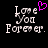 Pixelated text 'Love You Forever.' with a pink heart symbol replacing the 'o' in 'Love' on the left side of the image.