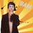 Pixelated image of a person in a dark jacket over a light shirt against a yellow-orange radial background with 'OMG' text, next to pink text reading 'Bam is so hot'