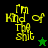 Yellow pixelated text 'I'm Kind of The Shit' on green and black backgrounds with star symbols, animated between frames.