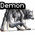 Animated icon shows a wolf-like creature walking left to right with text 'Demon' above and 'Wolf' below, transitioning to a group of anime characters with text 'Xx00xX'.