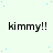 Light green background with scattered blue dots and repeated black text 'kimmy!!' in a pattern