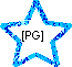 [PG] text inside blue star outline on gray background; three identical static icons arranged in two with one icon centered below the other two