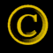 A golden circular symbol with a stylized 'C' rotates through multiple angles against a black background, displaying various 3D perspectives.