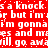 Red background with white pixelated text repeating 'it's a knock, it's a knock, but i'm, but i'm, i'm gonna, i'm gonna, mees and mees and me, will, go away, will, go away' in a static pattern.