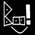 Pixelated black-and-white icon featuring a triangular shape, rectangular frame with two small squares inside, and an exclamation mark on the right side.