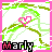 nine pixelated icons with pink borders, each showing a heart symbol and the text 'Marly' in varying states of animation