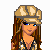 Pixel art contact sheet showing multiple frames of a female character with long brown hair, wearing a beige cap and patterned crop top, alongside text phrases "Fallen angel" and "haha ya right" in blocky font.