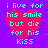 A static pixel art image with a purple background, red heart shape, and cyan text reading "i live for his smile but die for his kiss".