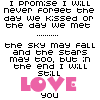 Animated contact sheet of 8 frames showing a text-based love-themed icon with changing