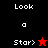 A 4-frame animated contact sheet showing pixelated text and star symbols alternating between red and black backgrounds with white