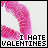 A 4x3 contact sheet of animated frames showing a pink lip print with text "I HATE VALENTINES" on white background, where the lettering alternates between black and pink colors across frames.