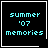 Four black square with white borders display cyan pixelated text reading 'summer '07 memories' in a , each containing the same text