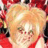 Pixelated static image of a character with light brown hair and closed eyes, wearing a red garment against a blurred background.
