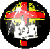 Pixelated circular icon with black background, red and yellow cross-like shape above white text 'BFF' on gray base.